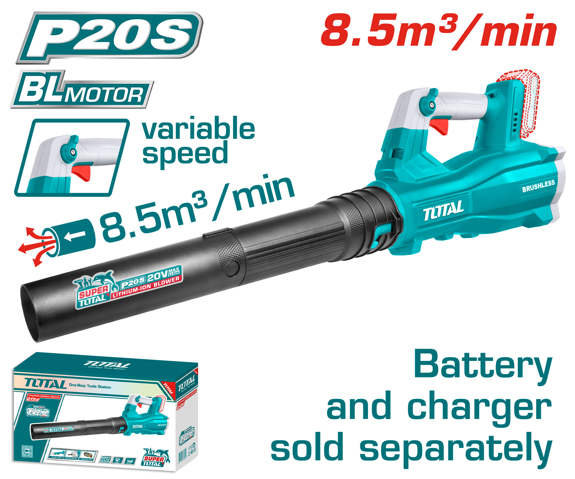 Soplador Total 20 V 18500 Rpm