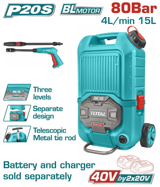 Imagen miniatura de Hidrolavadora Total 40v 80bar