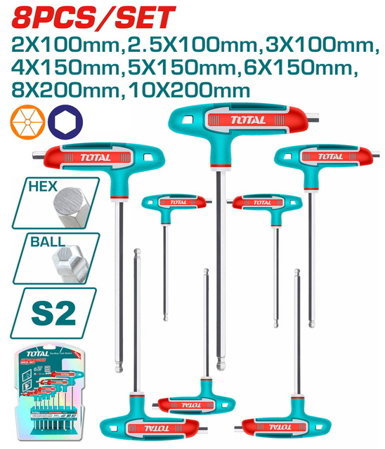 Imagen miniatura de Set Llaves Total Hex Con Mango En T 8pcs