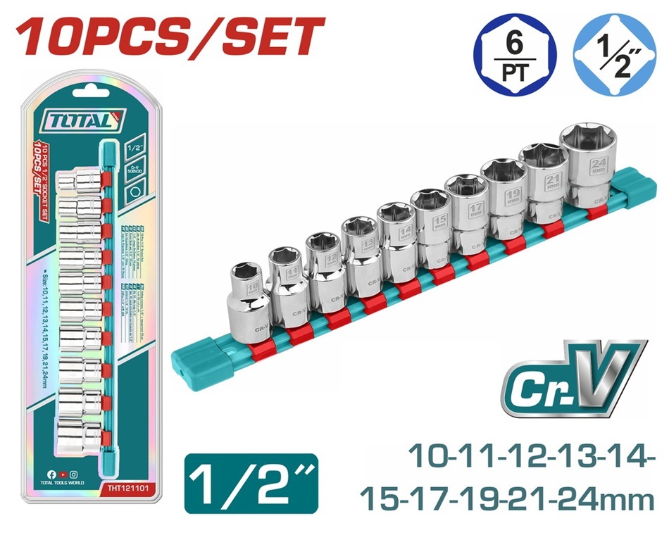 Imagen miniatura de Set Llave Tubo Total 10pcs 1/2"