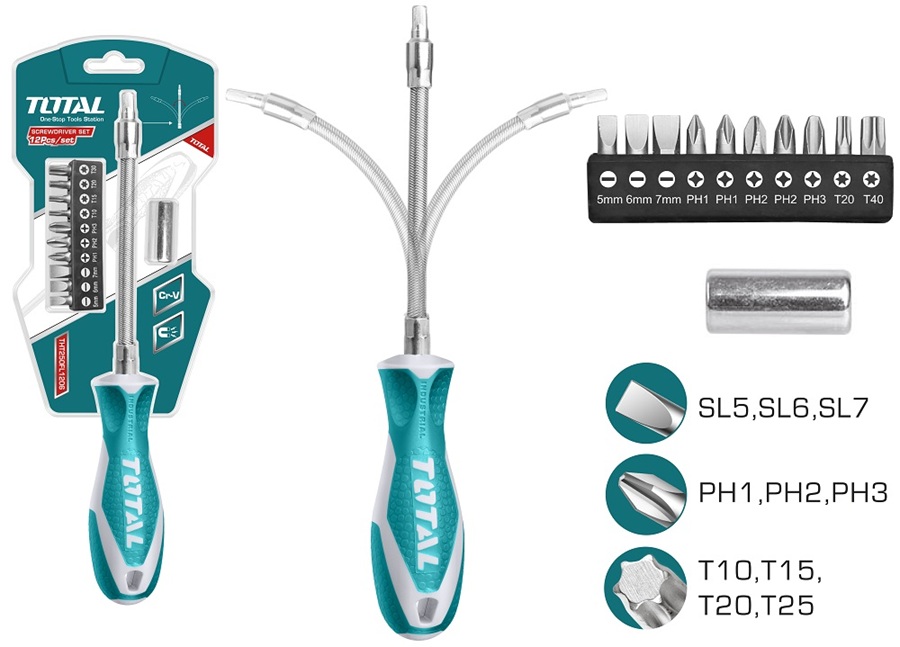 Imagen miniatura de Destornillador Total Flexible 12 Pcs